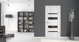 Коллекция межкомнатных дверей с черными стеклами и зеркалами